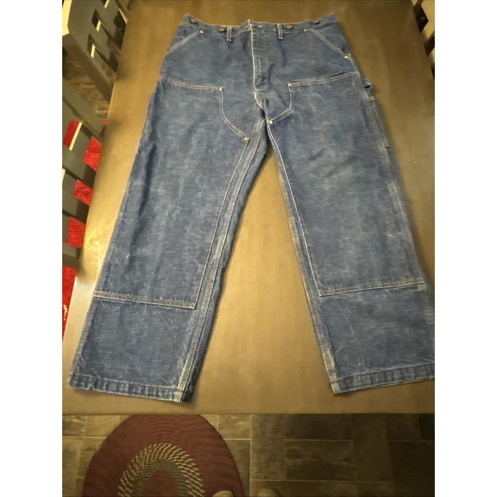 Vintage Carhartt Double Knee Jeans Carpenter B07 DNM Denim Work Blue 38x29 USA